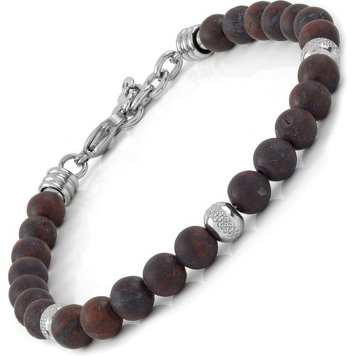 Eryi-10:10 Bracelet Avec Jaspe Rouge 6 Mm Pierres Naturelles, Perles En Acier Inoxydable, Bracelet Très Résistant Fabriqué En Italie