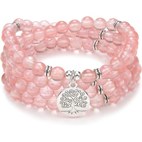 Eryi-108 Mala Perles Bracelet-Méditation Balance Arbre De Vie Bracelet-Méditation 108 Mala Collier