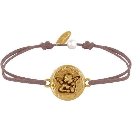 Eryi-- Bracelet Lien Médaille Ronde Martelée Laiton Doré Ange Raphaël