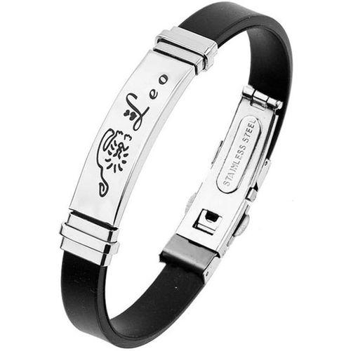 Eryi-Homme Le Signe Bracelet Acier Inoxydable Argenté Noir Silicone Bracelet De Sport 12 Constellations Signes De Zodiaque Gourmette Manchette Wrap Bracelet Femme