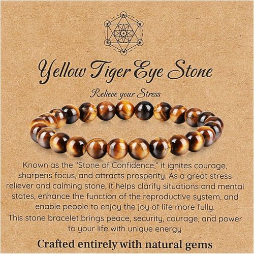 Eryi-Bracelet ?il De Tigre Pour Hommes, Bracelet Chakra Cristal Naturel Pour Énergie Positive, Bijou Cristal Spirituel Perles Rondes Pierres Bijou Cadeau Pour Femmes Hommes