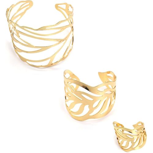 Eryi-Parures En Plaqué Or Pour Femmes Bracelet Ouvert En Plaqué Or Bracelet Manchette Boho Bracelet Articulé Ajustable Déesse Grecque Costume Accessoires Set De Bijoux Cadeau