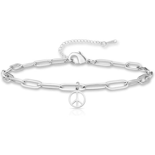 Eryi-Bracelet De Cheville Avec Signe De Paix Pour Homme Et Femme - Symbole De La Paix - En Acier Inoxydable - Bracelet Délicat En Forme De Trombone - Style Hippie Des Années 1960 Et 1970
