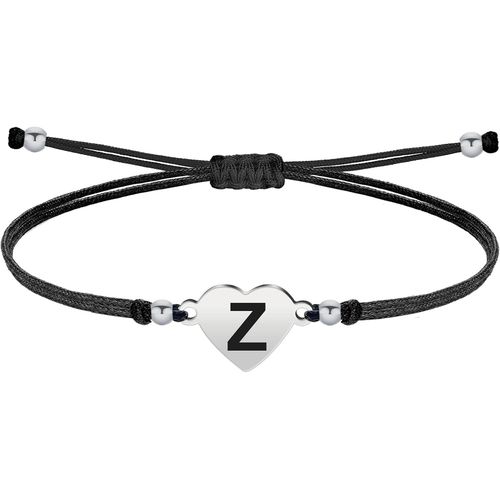 Eryi-- Bracelet Lettre Initiale A - Z En Acier Inoxydable Avec Fil Ciré, Bracelet Femme Ou Homme, Bracelet Coeur Avec Lettre Gravée, Cadeau Pour Mère, Fille, Amie, Petite Amie