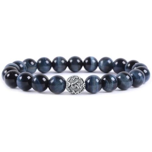 Eryi-18cm Bracelet En Perles Extensibles En Cristal De Guérison De 8 Mm De Pierres Précieuses Naturelles Avec Un Pendentif De Mantra En Sanskrit En Argent Sterling 925