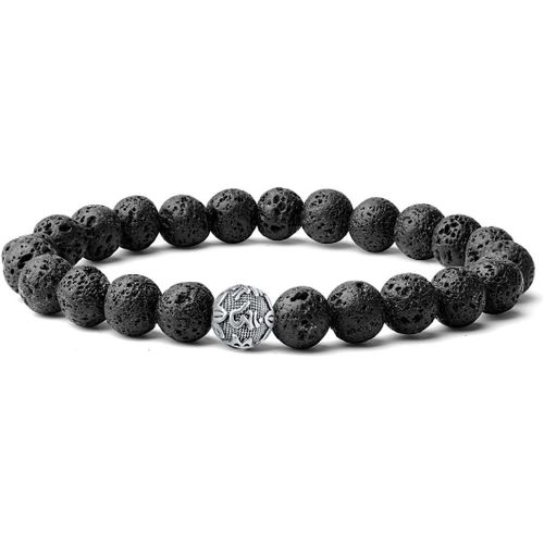 Eryi-18cm Bracelet En Perles Extensibles En Cristal De Guérison De 8 Mm De Pierres Précieuses Naturelles Avec Un Pendentif De Mantra En Sanskrit En Argent Sterling 925