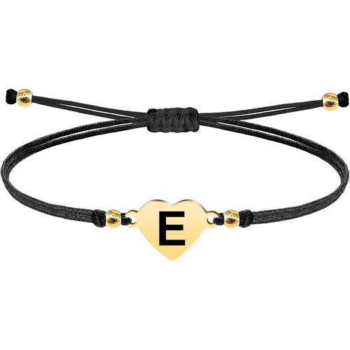 Eryi-- Bracelet Lettre Initiale A - Z En Acier Inoxydable Avec Fil Ciré, Bracelet Femme Ou Homme, Bracelet Coeur Avec Lettre Gravée, Cadeau Pour Mère, Fille, Amie, Petite Amie