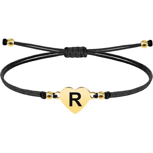 Eryi-- Bracelet Lettre Initiale A - Z En Acier Inoxydable Avec Fil Ciré, Bracelet Femme Ou Homme, Bracelet Coeur Avec Lettre Gravée, Cadeau Pour Mère, Fille, Amie, Petite Amie