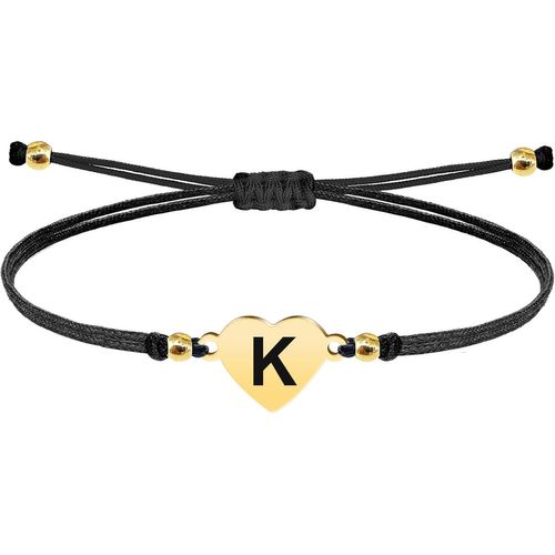 Eryi-- Bracelet Lettre Initiale A - Z En Acier Inoxydable Avec Fil Ciré, Bracelet Femme Ou Homme, Bracelet Coeur Avec Lettre Gravée, Cadeau Pour Mère, Fille, Amie, Petite Amie