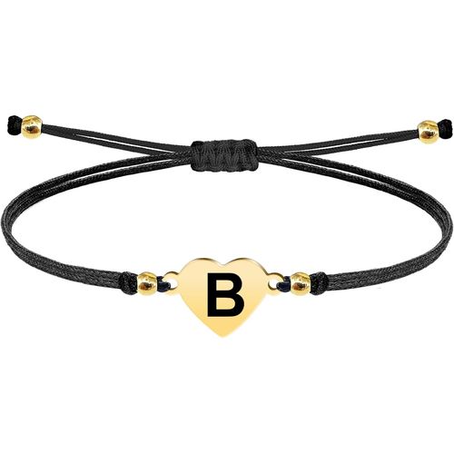 Eryi-- Bracelet Lettre Initiale A - Z En Acier Inoxydable Avec Fil Ciré, Bracelet Femme Ou Homme, Bracelet Coeur Avec Lettre Gravée, Cadeau Pour Mère, Fille, Amie, Petite Amie