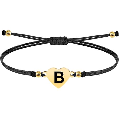 Eryi-- Bracelet Lettre Initiale A - Z En Acier Inoxydable Avec Fil Ciré, Bracelet Femme Ou Homme, Bracelet Coeur Avec Lettre Gravée, Cadeau Pour Mère, Fille, Amie, Petite Amie