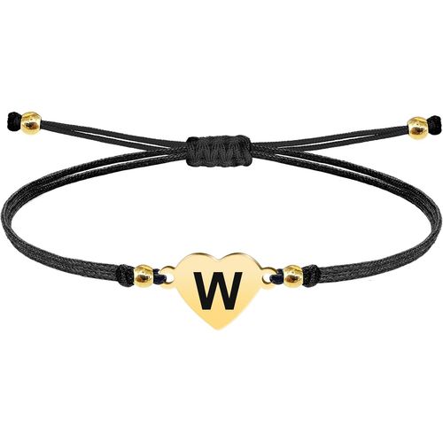 Eryi-- Bracelet Lettre Initiale A - Z En Acier Inoxydable Avec Fil Ciré, Bracelet Femme Ou Homme, Bracelet Coeur Avec Lettre Gravée, Cadeau Pour Mère, Fille, Amie, Petite Amie