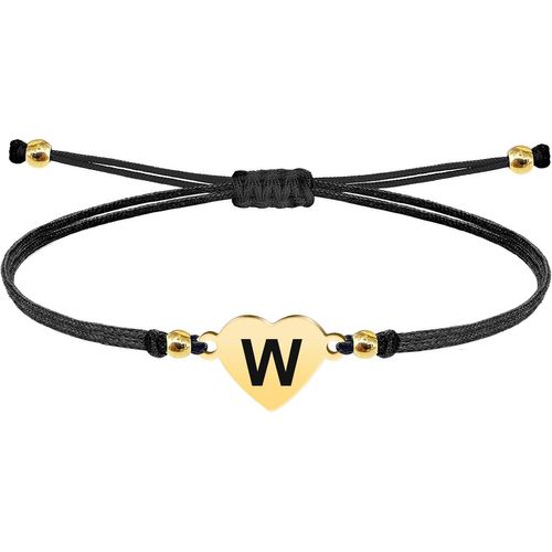Eryi-- Bracelet Lettre Initiale A - Z En Acier Inoxydable Avec Fil Ciré, Bracelet Femme Ou Homme, Bracelet Coeur Avec Lettre Gravée, Cadeau Pour Mère, Fille, Amie, Petite Amie