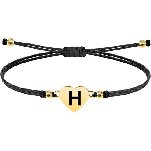 Eryi-- Bracelet Lettre Initiale A - Z En Acier Inoxydable Avec Fil Ciré, Bracelet Femme Ou Homme, Bracelet Coeur Avec Lettre Gravée, Cadeau Pour Mère, Fille, Amie, Petite Amie