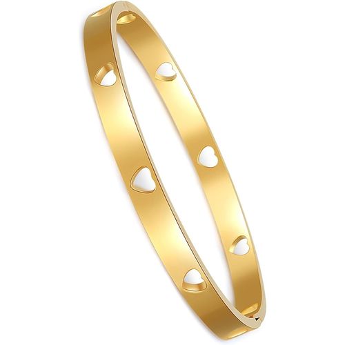 Eryi-- Bracelet D'acier Inoxydable Bracelet Plaqué Or 18k - Bracelet De Coeur - Bracelet D'etoiles - Bracelet D'acier Titane