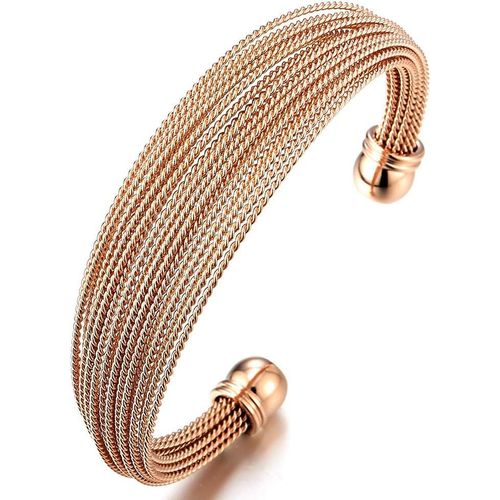 Eryi-Multi-Brin Bracelet En Acier Inoxydable Pour Femme Filles - Réglable Bracelet Manchette