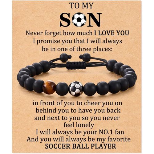 Eryi-Bracelet Meinem Sohn Von Mama - Baseball Basketball Football Cadeaux Naturstein Sport Armband Für Sohn Geburtstag Graduierung Weihnachtsgeschenke