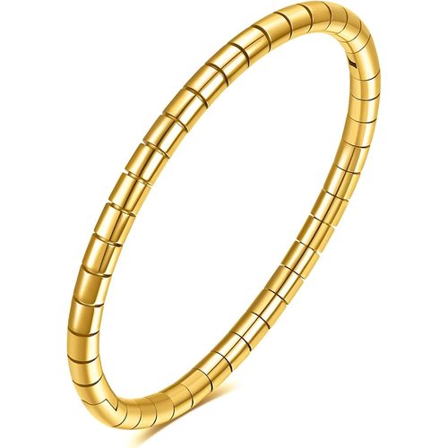 Eryi-- Bracelet En Acier Inoxydable Avec Motif De Bambou - Bracelet En Acier Titane
