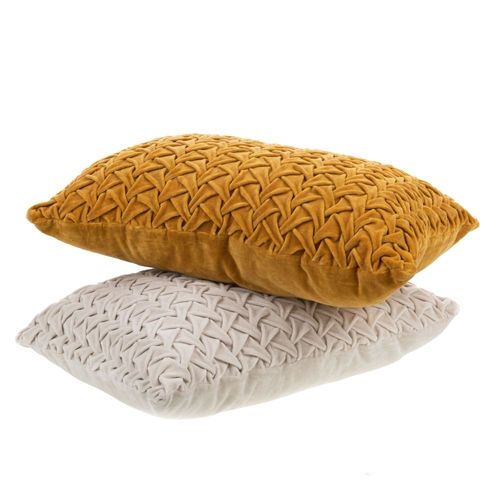 Coussin Cosy Crème Et Moutarde 40x60 Cm (Lot De 2)