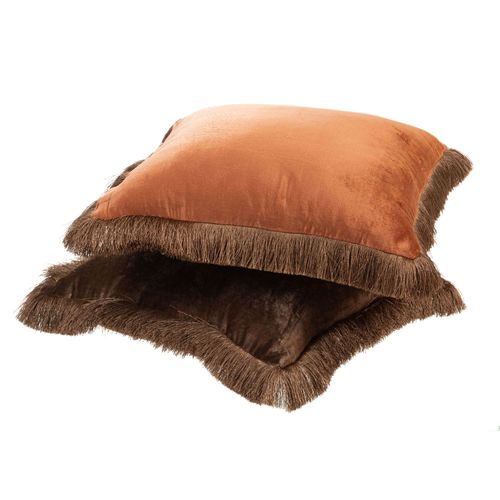 Coussin Iris Marron Et Orange 45x45 Cm (Lot De 2)