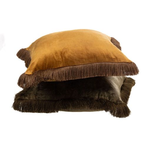 Coussin Iris Kaki Et Moutarde 45x45 Cm (Lot De 2)