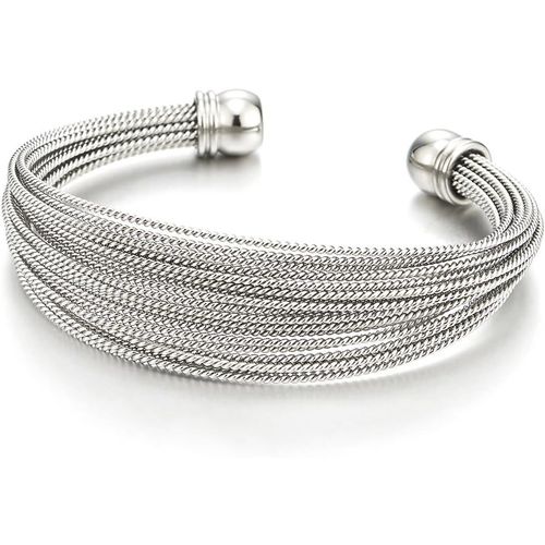 Eryi-Multi-Brin Bracelet En Acier Inoxydable Pour Femme Filles - Réglable Bracelet Manchette