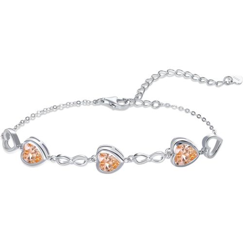 Eryi-Bracelet De Pierres De Naissance De Coeur Argent Sterling Bracelet Réglable En Symbole De L'infini Avec 3 C?urs En Zirconium Cadeaux D'anniversaire Noël Saint-Valentin Pour Femmes Fille Elle