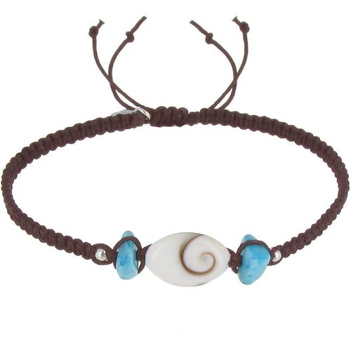 Eryi-- Bracelet Lien Tréssé Pavés De Larimar Et Oeil De Ste Lucie