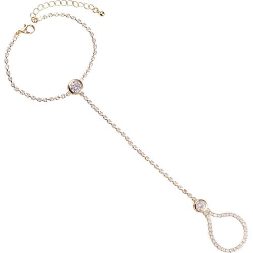 Eryi-Parure De Main Pour Femme Et Jeune Fille, Bracelet De Main Avec Bague Sertie De Pierres En Zircons, Bague Et Bracelet Esclave Pour Femme, Bijoux De Main Bohème Avec Pierres