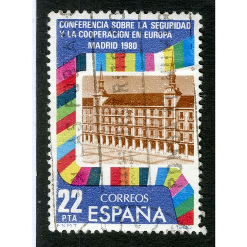 Timbre Oblitéré Espana, Conferencia Sobre La Seguridad Y La Cooperacion En Europa Madrid 1980, Correos, 22 Pta