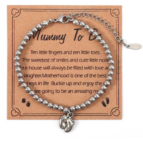 Eryi-Bracelet Pour Nouvelle Maman, Bracelet Pendentif Pieds De Bébé En Argent Avec Carte Bijoux Délicats Pour Pieds De Bébé Cadeaux De Noël Cadeau De Fête Des Mères Pour Les Enfants De 1 An
