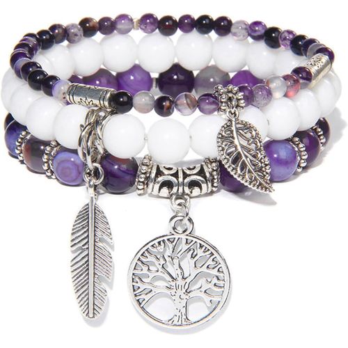 Eryi-3 Pièces Bracelet En Pierre Naturelle, Bracelet D'agate, Bracelet De Pierres Précieuses, Bracelet Élastique En Pierre Naturelle Pour Femmes