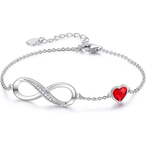Eryi-Bracelet De Main & Cheville Pour Femme Coeur Symbole De L'infini Simple Et Exquis Couleur De Argent Bleu/Rouge Couple Amoureux Valentin Anniversaire De Mariage Bijoux Cadeau Noël