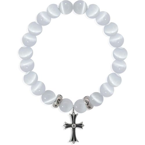 Eryi-Bracelet Pierre Naturel Précieuse Avec Charm Chrome Croix Plaqué Argent Sterling 925 Pour Hommes Et Femmes Bracelet Unisex