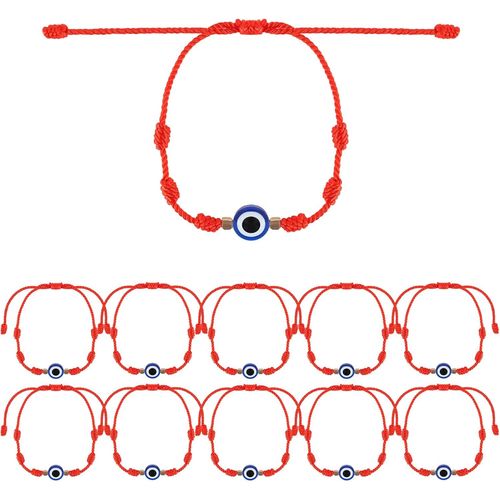 Eryi-10pcs Bracelet Rouge Porte Bonheur Avec 7 N?uds | Bracelet Fil Rouge Contre Le Mauvais Oeil | Bracelet Porte Bonheur | Bracelet Cordon Femme | Bracelet Protection