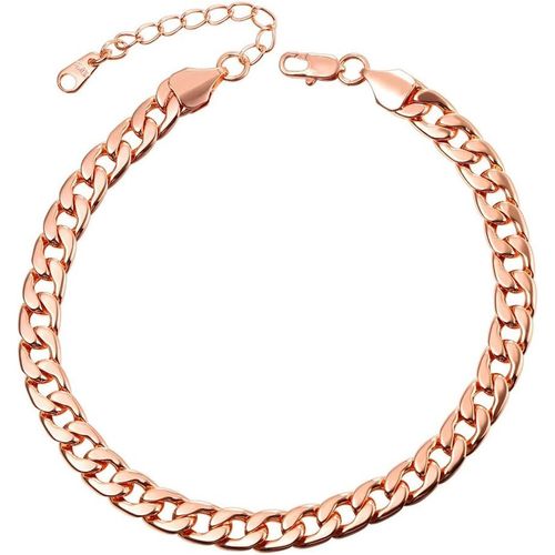 Eryi-Chaîne De Cheville Femme Plaqué Or Blanc/Jaune/Rose Bracelet De Pieds À Maille Gourmette Accessoire Parfait En Eté Pour Filles