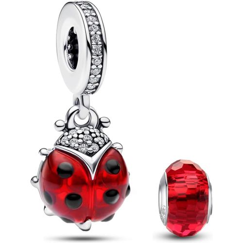 Eryi-Argent 925 Sterling Rose Fleur Charme Carte Tarot Pendentif Bead Charms Femme Pour Fit Pandora Bracelets Européens Colliers Bijoux Saint-Valentin Cadeau