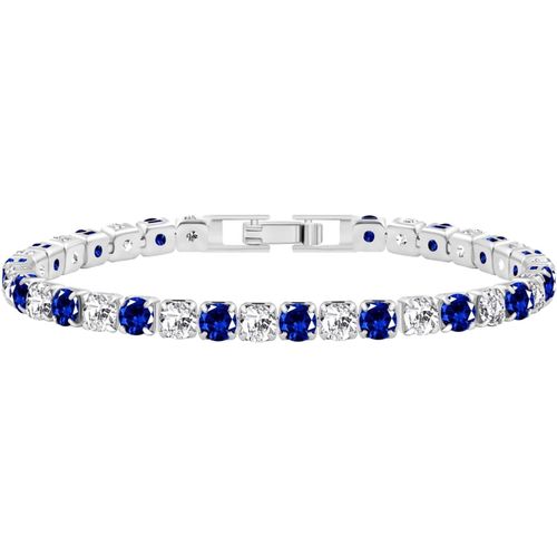 Eryi-Bracelet Tennis En Zircon Rond 4mm Multicolore - Bracelet Plaqué Platine Pour Femmes - Taille 6.7"/7.5" Ya5032