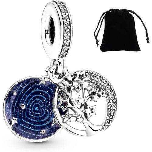 Eryi-Bracelet Femme Charms Pour Bracelet Pandora Collier Femme Charme Perles Jumelles Pour Femmes Bracelet Collier Cadeau Avec Sac En Velours Noir Breloque En Forme De Coeur