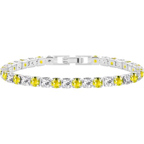 Eryi-Bracelet Tennis En Zircon Rond 4mm Multicolore - Bracelet Plaqué Platine Pour Femmes - Taille 6.7"/7.5" Ya5032