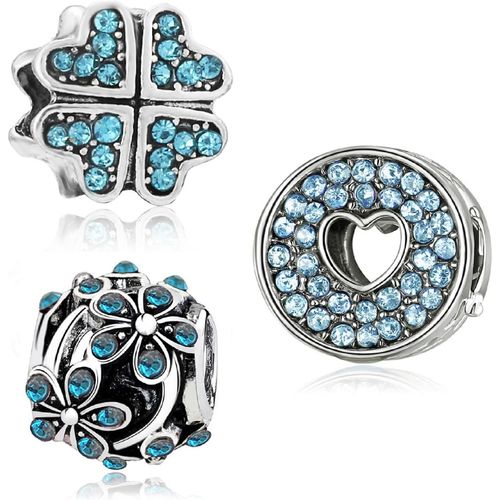 Eryi-3 Pièces Charms Bracelet Femme Charms Pour Bracelet Pandora Collier Femme Charme Perles Jumelles Pour Femmes Bracelet Collier Cadeau Avec Sac En Velours Noir