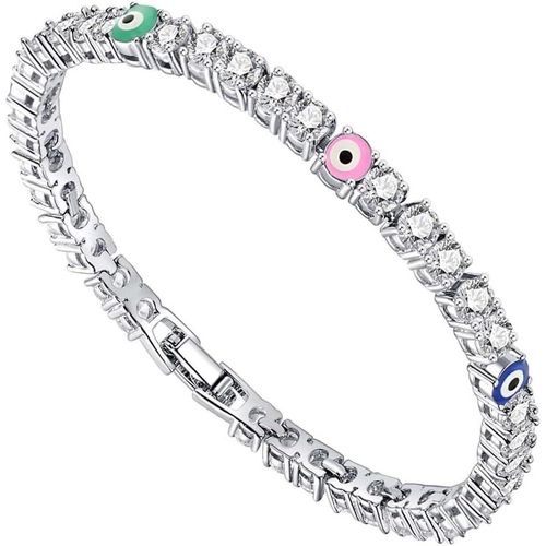 Eryi-Bracelet Mauvais ?il Pour Femme En Argent Sterling 925 Avec Boules En Oxyde De Zirconium - Cadeau Pour La Saint-Valentin, La Fête Des Mères, Un Anniversaire