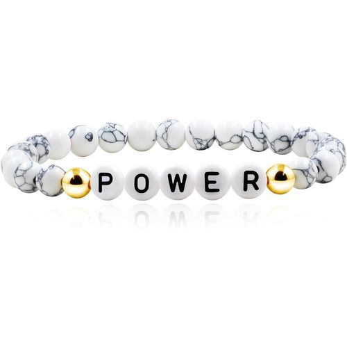 Eryi-Bracelet Charms Power/Mama/Love/Believe, Pierre Naturelle De 6mm Bracelet Inspirant Élastique, Cadeau Motivant Pour Hommes Et Femmes, Fête Des Mères, Fête Des Pères, Diplômés