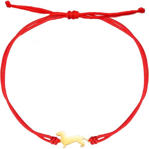 Eryi-Bracelet Teckel Mignon Redimensionnable Teckel Cire Corde Chaîne Bracelet En Acier Inoxydable Teckel Amant Animal De Compagnie Bijoux Pour Femmes Hommes