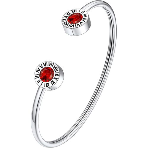 Eryi-Bracelets Ouverts En Argent Pour Femmes Avec Chiffres Romains Pierre De Naissance Grenat Bracelets En Acier Inoxydable Bracelet Viking Bracelet Punk Minimalisme