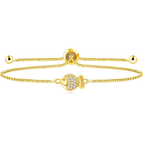 Eryi-Bracelet Tendance Avec Pendentif Tortue Et Poisson - Réglable - Fermoir Bolo - Pour Filles Et Femmes