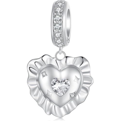 Eryi-"Je T'aime (Je T'aime) Coeur Perle Pendentif Femme Argent Sterling 925 Coeur Pendentif Et 5a Zircon Compatible Bracelet Européen