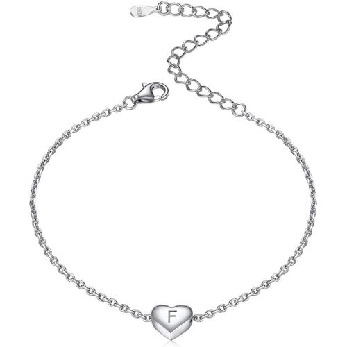 Eryi-Bracelets Chaîne Femme Argent Avec Charm Coeur Gravé Initiale A-Z Lettres-Bijoux Femmes Élégants-Gourmette Ajustable 16 À 21 Cm-Cadeau Femme Pour Anniversaire De Maman Fille