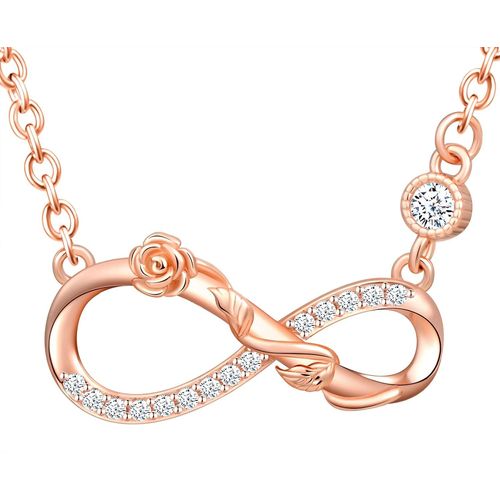 Eryi-Ensembles De Bijoux En Argent 925, Collier Boucles D'oreilles Et Bracelet Pour Femme, Bijoux Symbole De L'infini Et Rose Élégante, Zircon, Or Rose, Cadeau D'anniversaire Et De Noël