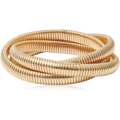 Eryi-Lot De 3 Bracelets Pour Femmes Bracelets Extensibles Épais Bracelets À Maillons En Acier Inoxydable Plaqué Bracelets Flexibles Et Larges Bijoux Pour Femmes